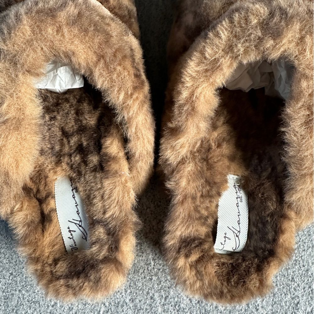 NWB Vintage Havana "Easy" Faux Fur Slipper in Brown Snake Women's 7 Cork Slides - Picture 6 of 12